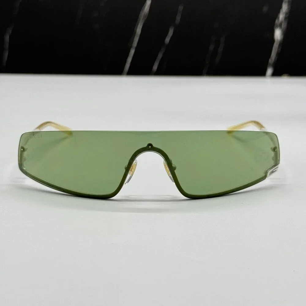 NEW GUCCI GG1561S 003 SHIELD IVORY GREEN UNISEX SUNGLASSES GUCCI